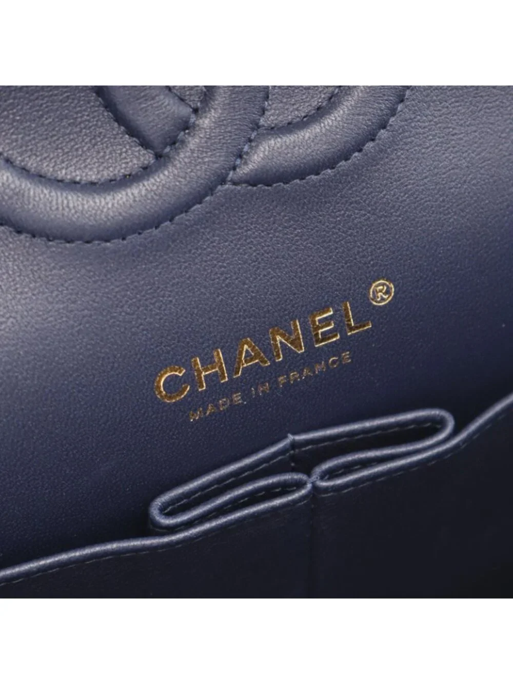 Chanel Shoulder Bag Quilted Double Flap Navy Lambskin Chain
